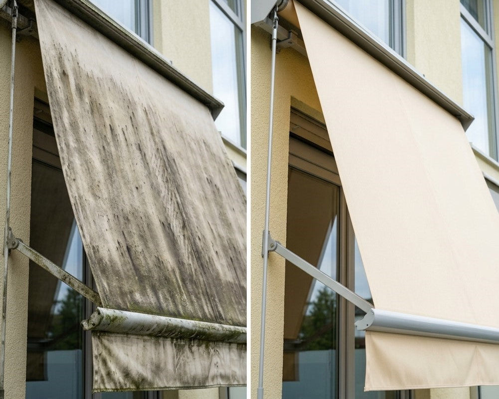 Markise reinigen: So entfernen Sie Schmutz und Grünbelag
